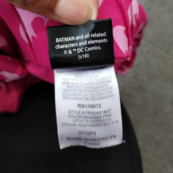 Batman DC comics Girl 3T Pink Flowy Tulle Tutu Layered Skirt - Picture 6 of 13